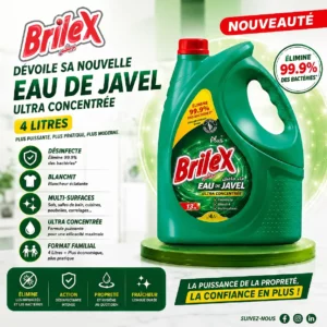 Eau de Javel Ultra Concentrée Brilex Plus 4L — Désinfection & Blancheur