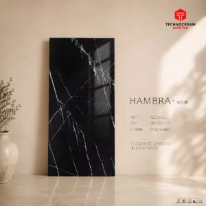 Carrelage Grès Cérame Effet Marbre Hambra Noir — Collection Luxe-Tile par Technoceram